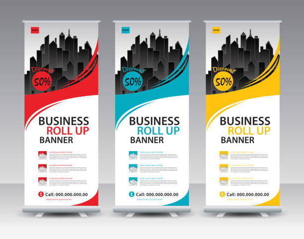 Branded roll-up banner displays for indoor advertising
