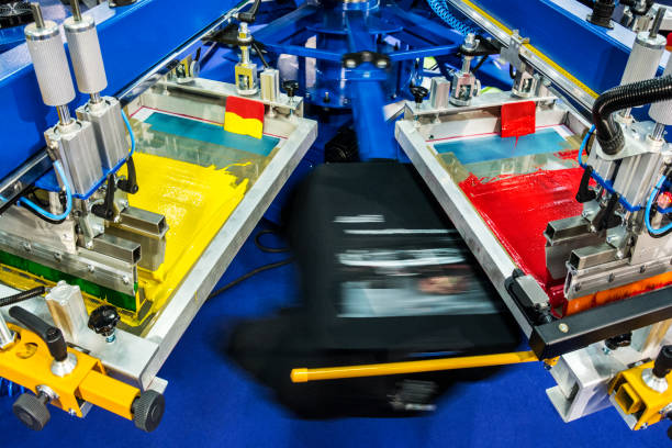 Screen printing production at work